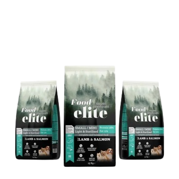"Food Elite 15kg - Ξηρά τροφή για μίνι ενήλικους σκύλους με αρνί και σολομό"