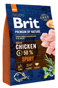 "Brit Premium By Nature Sport 3kg - Τροφή υψηλής ενέργειας για αθλητικούς σκύλους με κοτόπουλο και έλαιο σολομού"