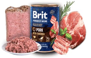 "Brit Premium Pork with Trachea 400gr - Υγρή τροφή σκύλου με χοιρινό, κοτόπουλο και τραχεία"