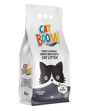 Cat Boom 5LT Άμμος Γάτας Active Carbon - Συσκευασία άμμου γάτας με ενεργό άνθρακα για εξουδετέρωση οσμών