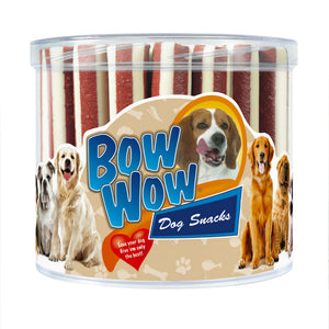Bow wow ρολά καπνιστού κρέατος και ορού γάλακτος λιχουδιές σκύλου 42gr