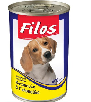 "Filos τροφή σκύλου με κοτόπουλο και γαλοπούλα 400gr"