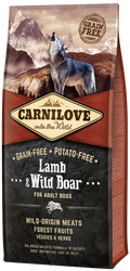 "Carnilove Adult Lamb & Wild Boar 1.5kg - Ολιστική ξηρά τροφή σκύλου με αρνί και αγριόχοιρο, χωρίς σιτηρά"
