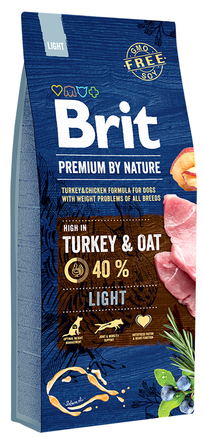 Brit Premium Light & Oat ξηρή τροφή σκύλου με γαλοπούλα 15kg