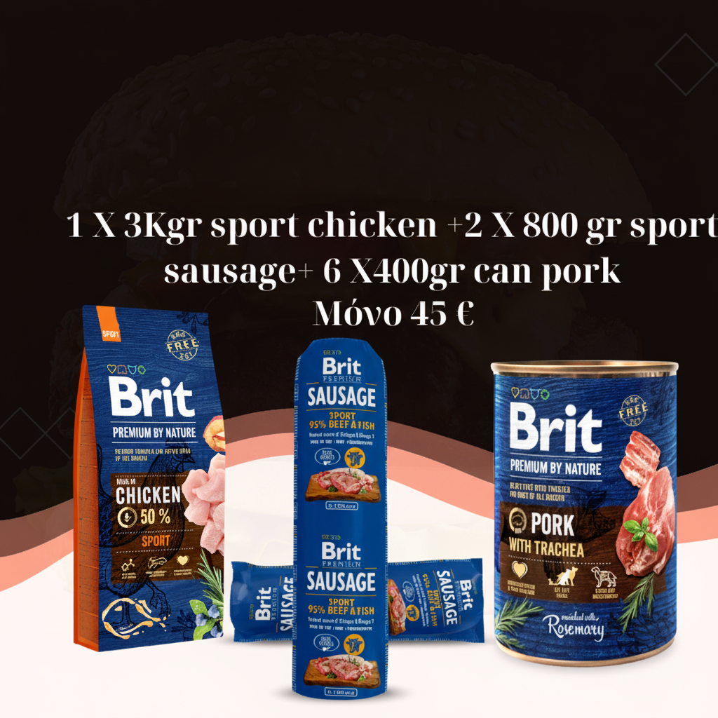 Πακέτο Brit Premium Sport - 1x3kg Chicken, 2x800gr Sausage, 6x400gr Pork